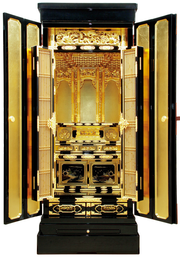 収集品】彫り物 純金箔 木製 仏壇 868 - 小物入れ